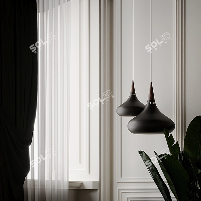 Orient Black Pendant Light by FRITZ HANSEN 3D model image 3
