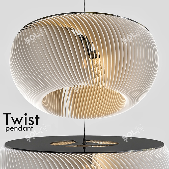 Sleek Twist Pendant 3D model image 1