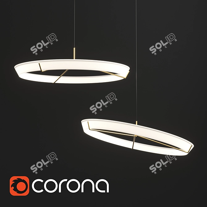 Elegant Circle Halo Chandelier 3D model image 1