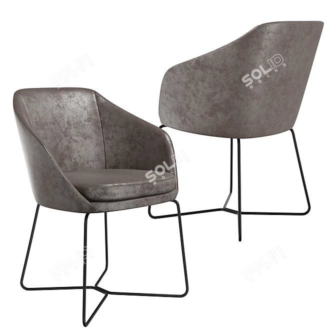 Modern Ribbon Dining Armchair 3D model image 1