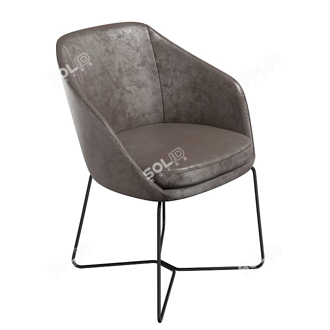 Modern Ribbon Dining Armchair 3D model image 2