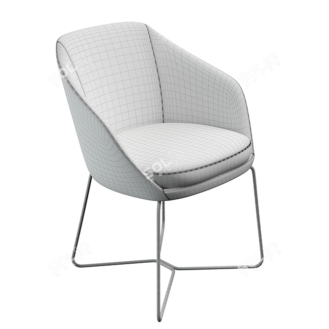 Modern Ribbon Dining Armchair 3D model image 3