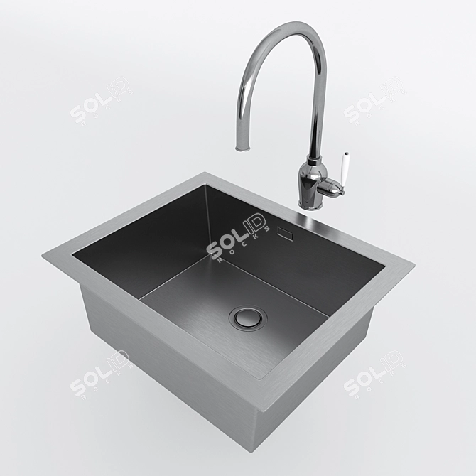 Stainless Steel Single Kitchen Sink 3D model image 1