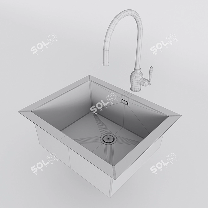 Stainless Steel Single Kitchen Sink 3D model image 2