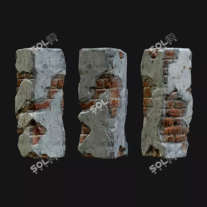 Vintage Weathered Pillar 3D model image 1