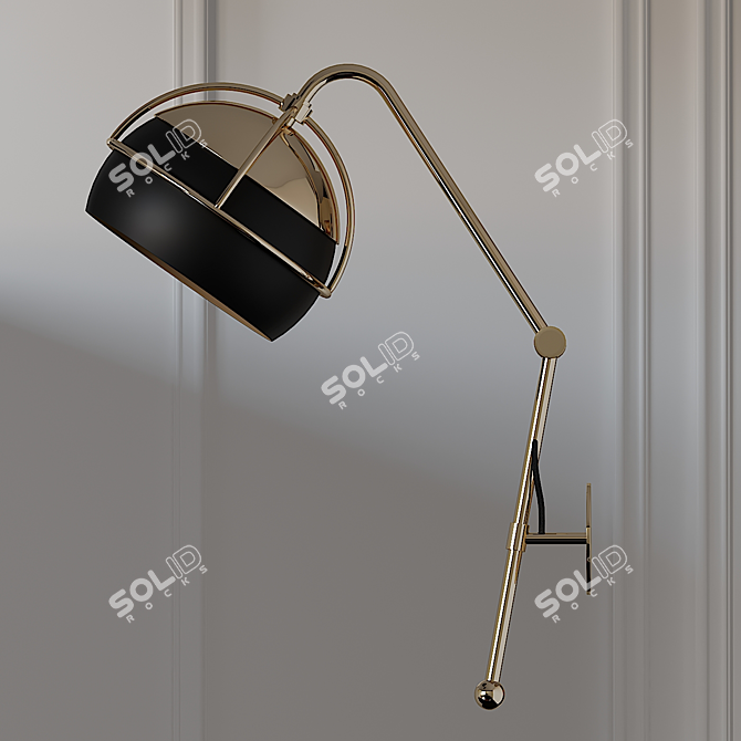 Title: Sleek Black Widow Wall Sconce 3D model image 2