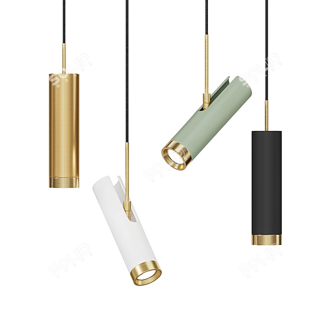 Minimalist Cylinder Pendant Lamp 3D model image 1
