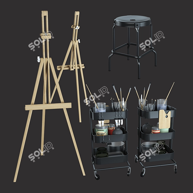 Artistic Workspace Set - IKEA #22 3D model image 2