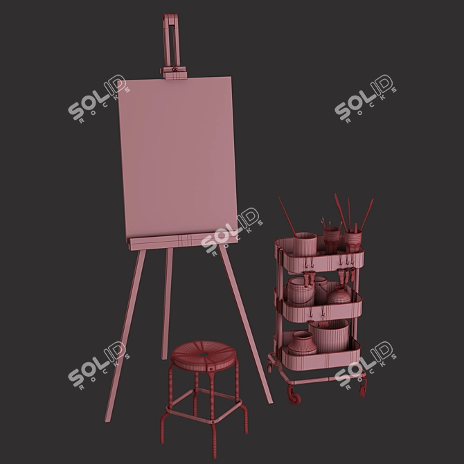 Artistic Workspace Set - IKEA #22 3D model image 3