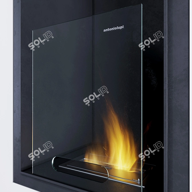 Minimalist Wall-Mounted Bioethanol Fireplace 3D model image 2