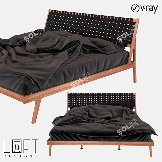 LoftDesigne 2620: Stylish Wood and Fabric Bed - 220x187x97 cm 3D model image 1