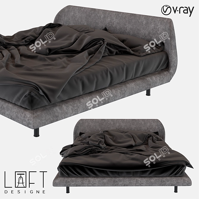 Metal and Eco-Leather Bed LoftDesigne 2621 3D model image 1