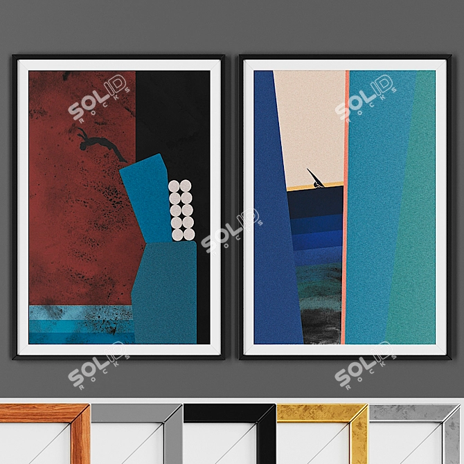 Modern Geometric Picture Frame Set 3D model image 1