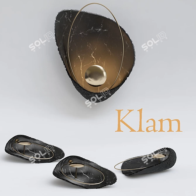 Sleek Black Clam Pendant Light 3D model image 1