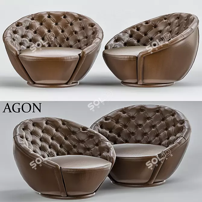 Visionnaire Agon Armchair: Art Deco Glamour in Your Home! 3D model image 1