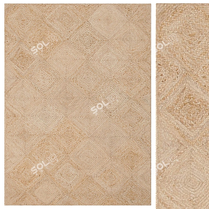 Coastal Retreat Natural Jute Rug 3D model image 1