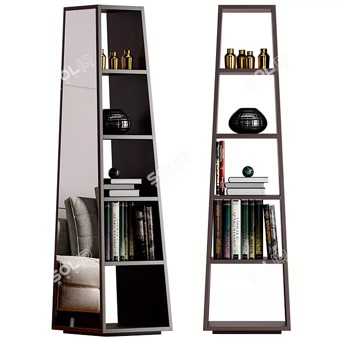 Sleek Archipenko Mirror Bookcase 3D model image 1