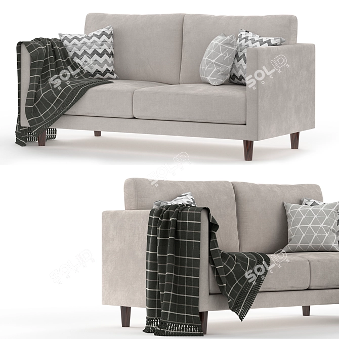 Modern Halley 2.5 Sofa: Stylish Comfort 3D model image 2