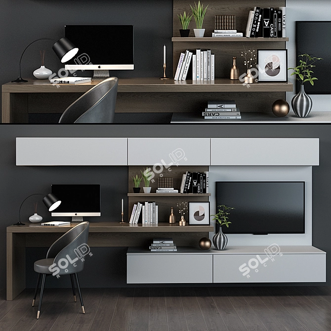 37-inch TV Shelf 3D model image 1