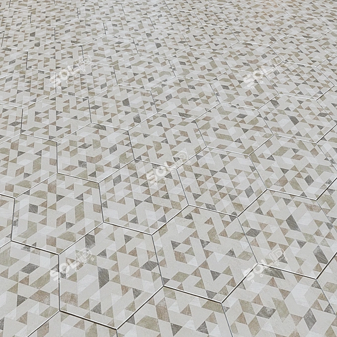 Hexagon Forest: Porcelain Tiles by EQUIPE URBAN 3D model image 1