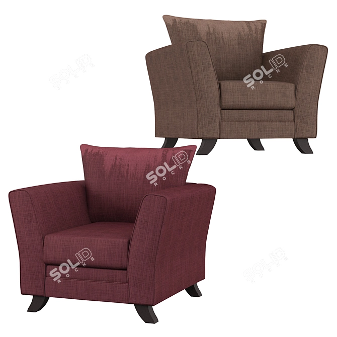 Elegant Velvet Armchair 3D model image 1