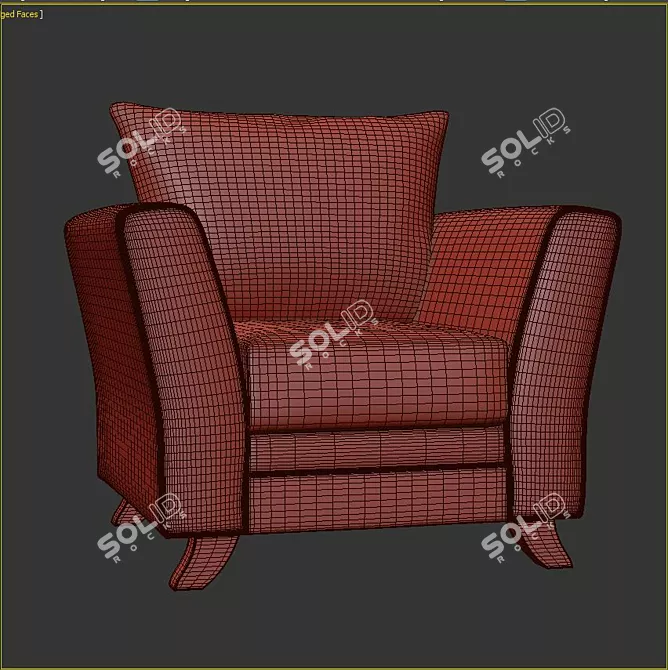 Elegant Velvet Armchair 3D model image 3