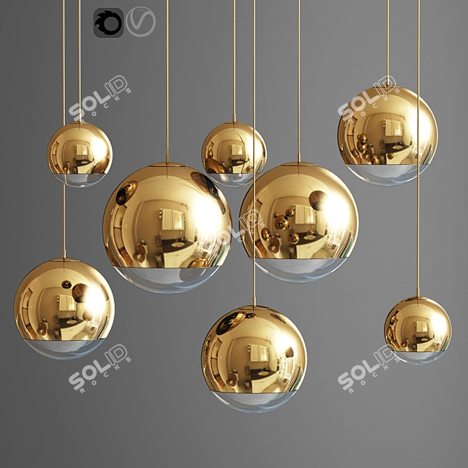 Reflective Elegance: Mirror Ball Pendant 3D model image 1