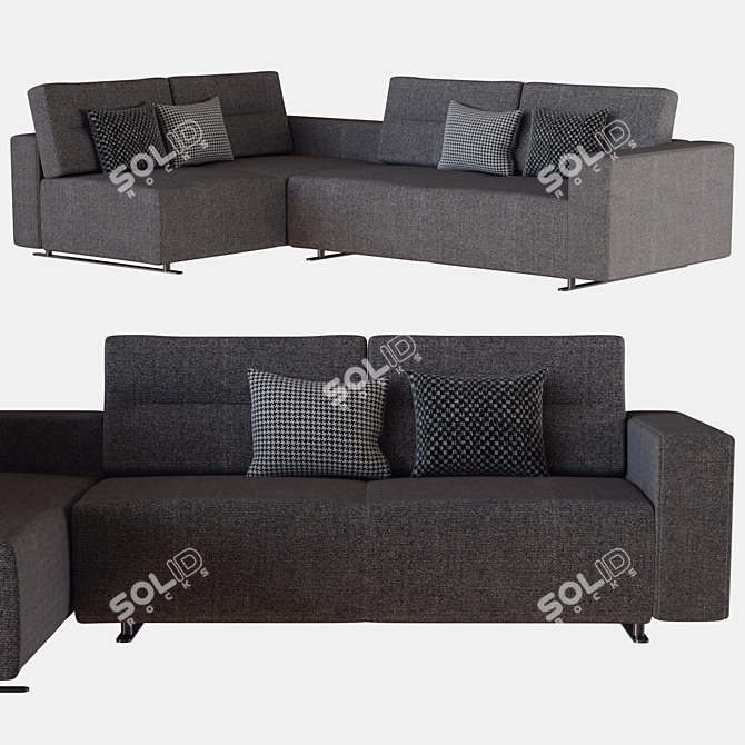 Modern Hampton Corner Sofa 3D model image 1