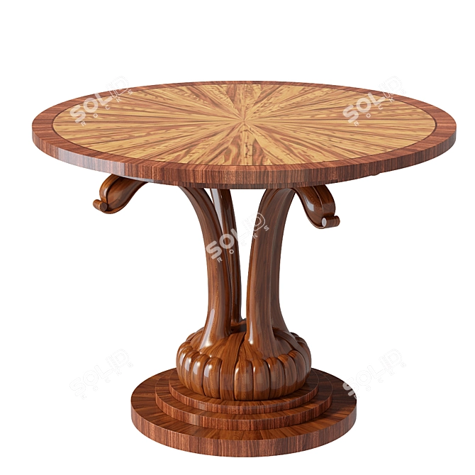 Vintage Wooden Center Table 3D model image 1