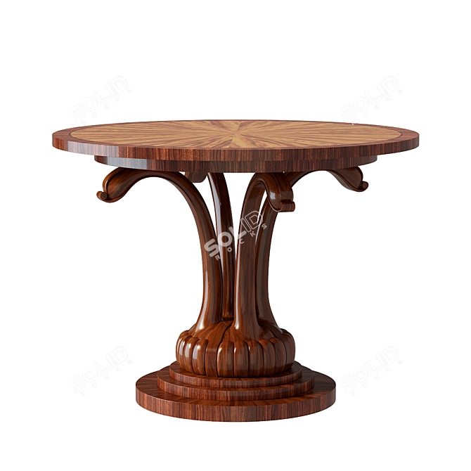 Vintage Wooden Center Table 3D model image 2