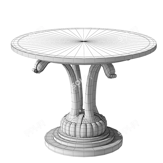 Vintage Wooden Center Table 3D model image 3