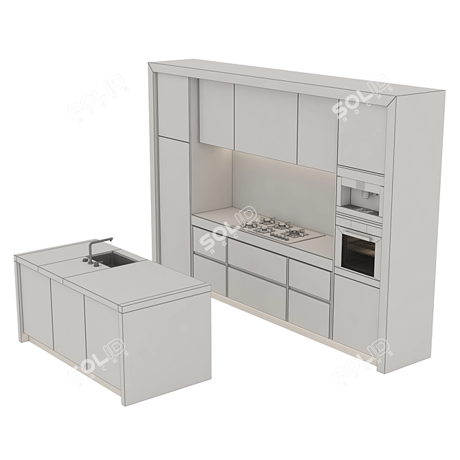 Modern 3D Kitchen Cabinet Set 3D model image 3