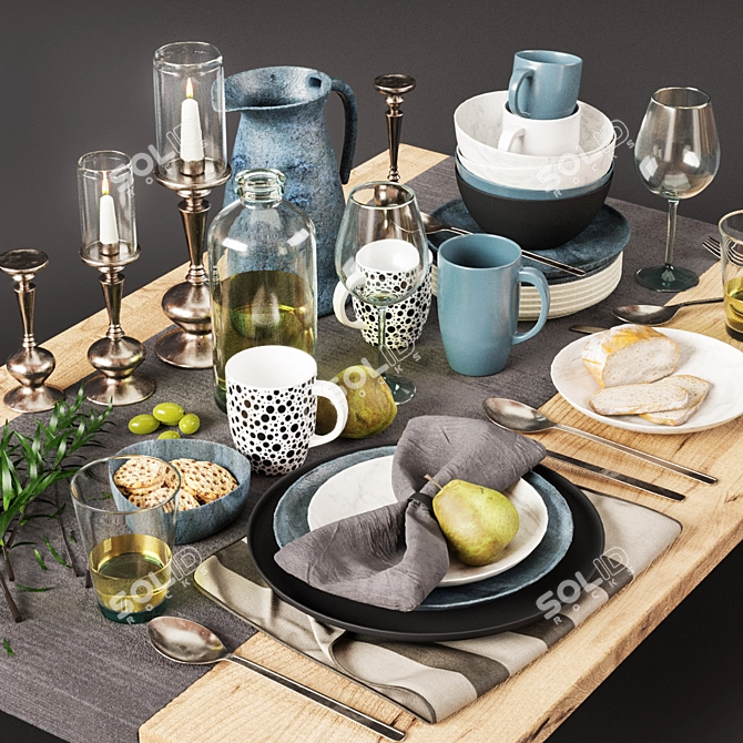 Elegant Dining Set: Tableware 05 3D model image 1