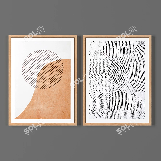 Wooden Frame Set: 2 Frames, 400x600mm 3D model image 1