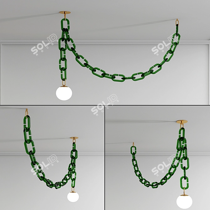 Dark Green Chain Pendant Light 3D model image 1