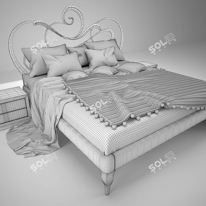 Corte ZARI Scarlet Bed: Sleek Italian Design 3D model image 2