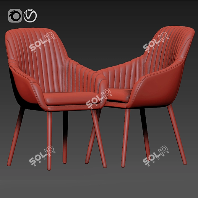 Elegant Rochelle Dining Chair 3D model image 2