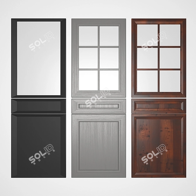 Sleek Matte Glass Kitchen Facades 3D model image 1