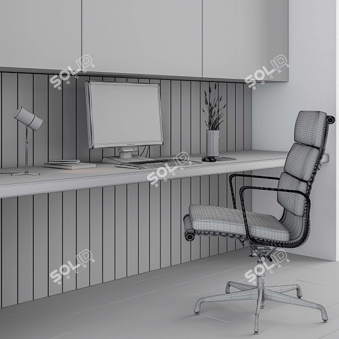 Sleek Black Office Furniture 3D model image 3