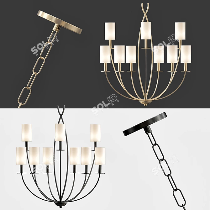 Radiant Aura: 9-Light Gold Chandelier 3D model image 1