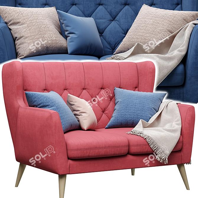 Elegant Aria 2-Seater Sofa 3D model image 2