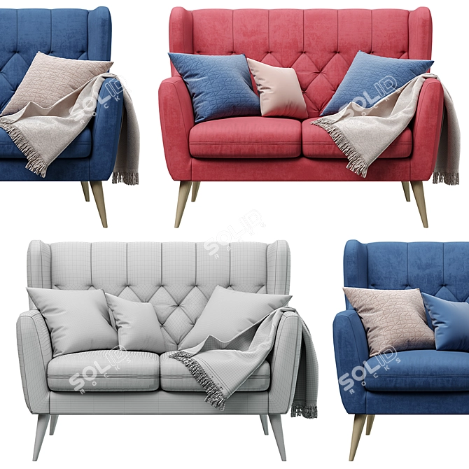 Elegant Aria 2-Seater Sofa 3D model image 3