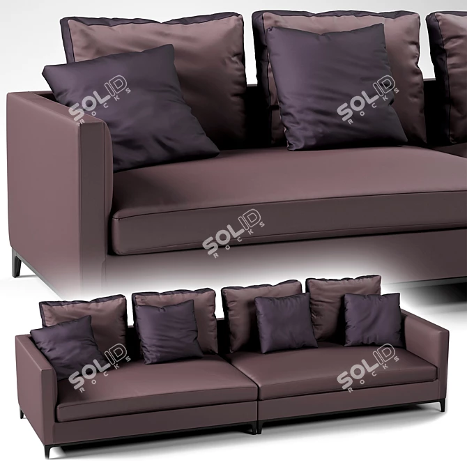 Modern Crescent Sofa: Stylish and Versatile 3D model image 2