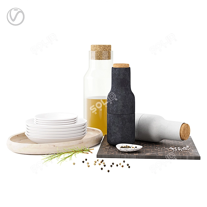 Menu Bottle Grinders - Kitchen Accessory Set 3D model image 1