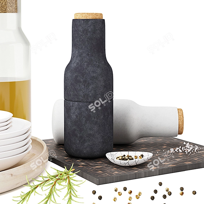 Menu Bottle Grinders - Kitchen Accessory Set 3D model image 2