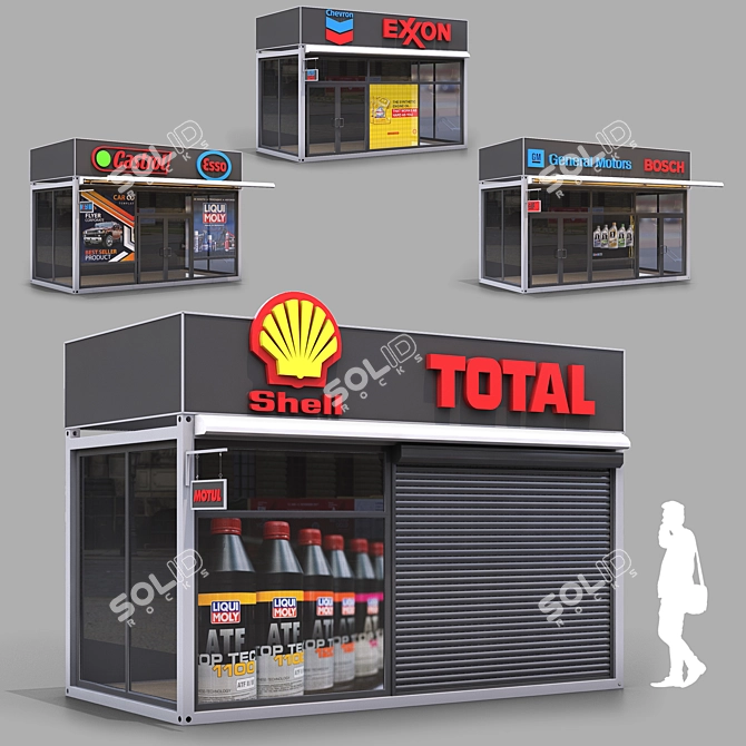 Versatile 4-Piece Kiosk Set 3D model image 1