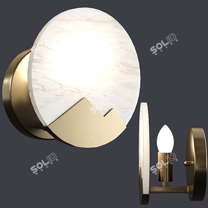 Elegant Stone Wall Lamp 3D model image 1