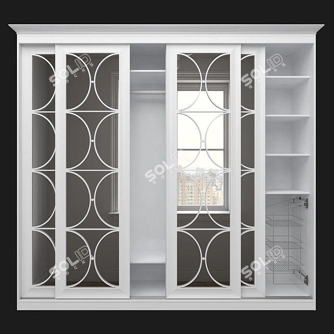 SKM-80 Sliding Wardrobe with Mirrored Panels 3D model image 1