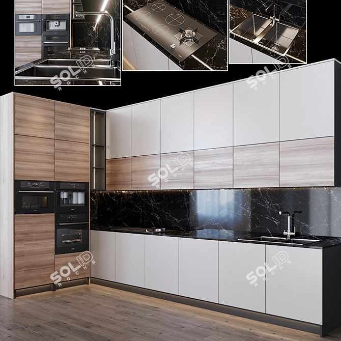 Modern Kitchen Set 3D model image 1