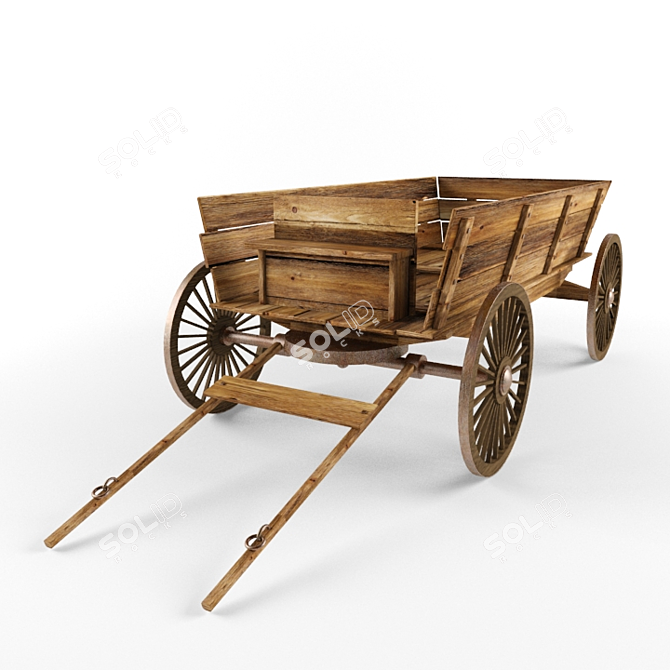 Vintage Wooden Cart - 3D Model 3D model image 1